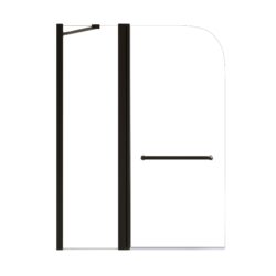 Aluminum Alloy Shower Doors With Rotation Shaft And 6Mm Tempered Glass - Matte Black