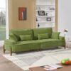 Cloud Velvet Deep Seated Sofa With Pillows - Green - Image 4