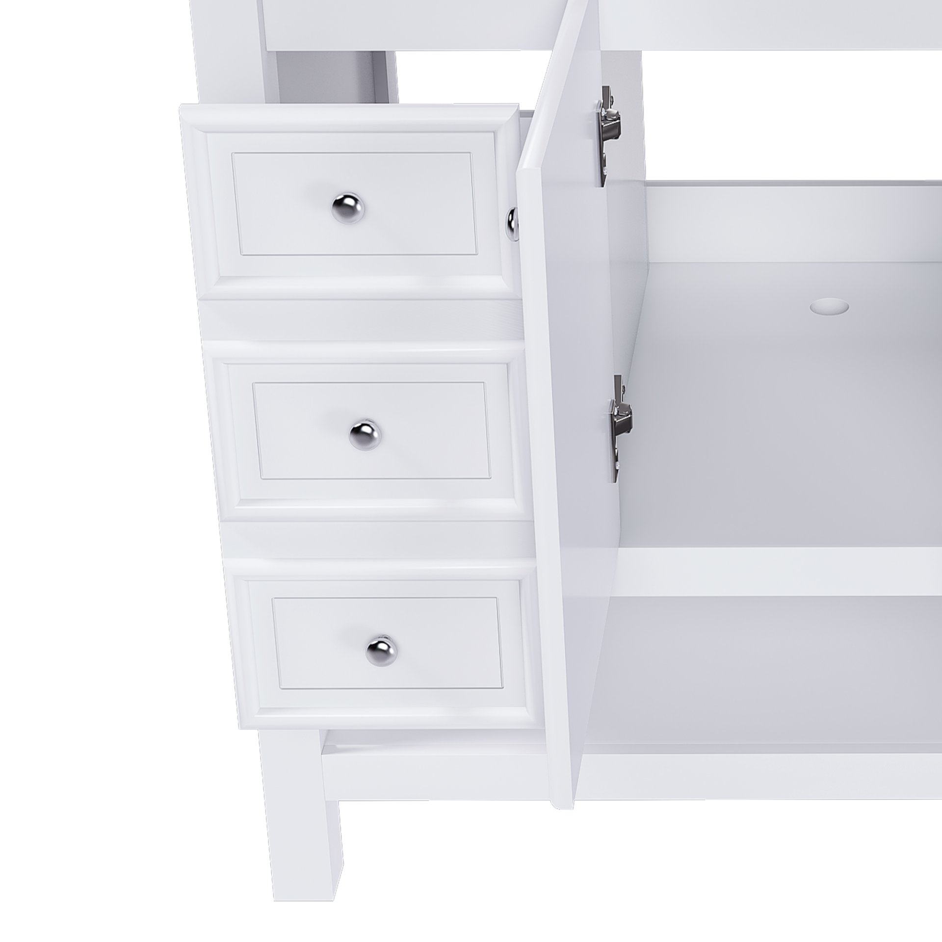 36" Bathroom Vanity With 1 Cabinet And 3 Drawers 1, Storage Solution - White - Image 12
