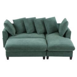 Upholstered Sectional Sofa With Movable Ottoman And Storage - Green