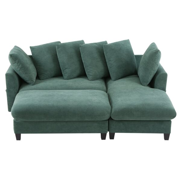 Upholstered Sectional Sofa With Movable Ottoman And Storage - Green