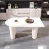 Modern Cream Style Dining Table With Round Wave Legs, 4 - 8 Person - Cream White - Image 4