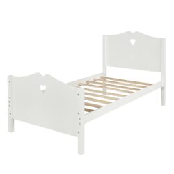 Twin Platform Bed With Slat Support And Headboard And Footboard - White