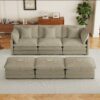 Modern Sofa Modular Sofa Couch Upholstered Corduroy Sectional Sofa With Side Storage Pockets And 3 Movable Ottomans For Living Room - Brown - Image 13