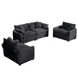 Warm And Cozy Home Theater Style Sofa Set With Soft Cushions - Gray