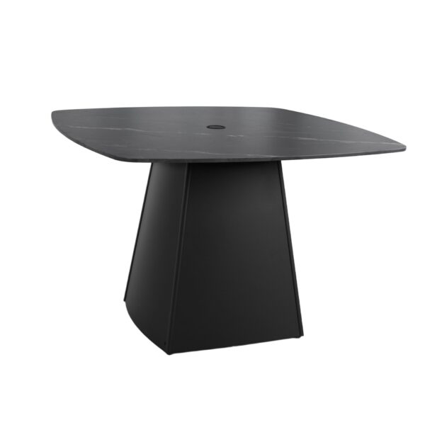 Rounded Square Outdoor Pedestal Dining Table - Ember Black