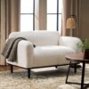 Sway - Upholstered Loveseat With Wood Legs And Round Arms - White - Image 2