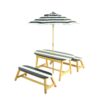 Naturally Playful Kids Picnic Table With Umbrella, Indoor / Outdoor Fun - Blue / White Stripes - Image 8