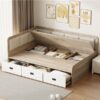 Full Size Daybed With 3 Drawers And 3 Storage Compartments - Nature / Beige - Image 9