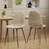 Elegant Wheat Fabric Dining Chair Set With Iron Legs - Dark Walnut - Image 2