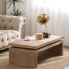 Modern Wood Coffee Table Rectangular Living Room Center Table With Floating Top Design - Natural / Natural Wood / Natural Wood Wash / Natural / Rustic / Wood - Image 5