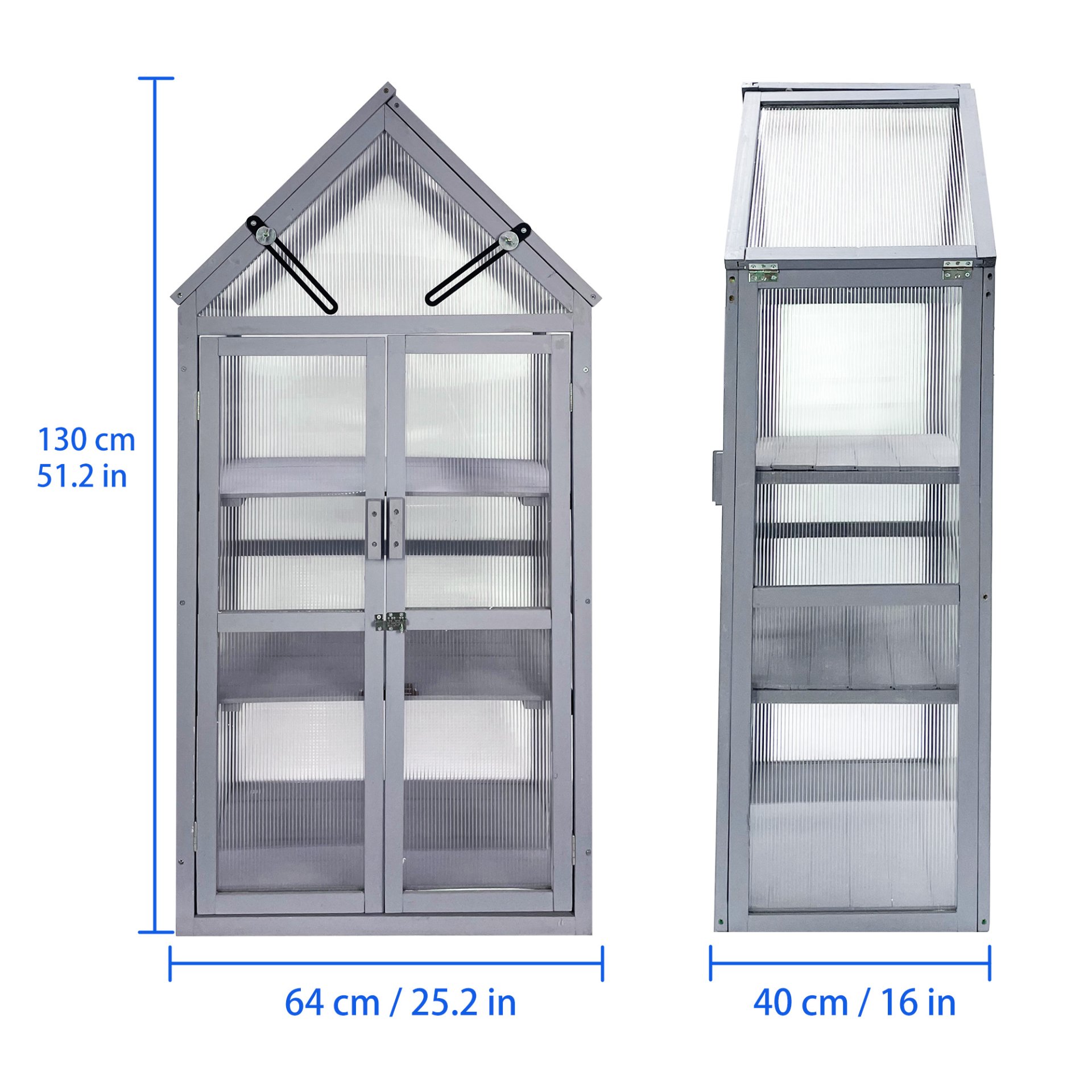 Mini Greenhouse Kit, Outdoor Small Green House, Wood, Plant Stand For Indoor Garden & Patio Balcony Apartments Porch Terrace Outsid Accessories, Uv-Resistant - Gray - Image 3