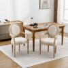 French Style Solid Wood Dining Chair (Set of 2) - Cream - Image 2