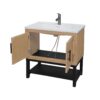 Modern Freestanding 32" Bathroom Vanity With Ceramic Sink, Hot And Cold Faucet, 2 Door Cabinet & Open Iron Shelf, Magnesium Oxide Frame - Natural - Image 14