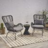 Outdoor Wicker Club Chairs With Cushions (Set of 2) - Gray - Image 2