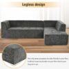 Modular Combination Living Room Sofa Set, Modern Minimalist Sofa, Living Room Upholstered Sofa Bed, Bedroom, 2 Pieces Computer Free Combination, L - Shaped - Black Gray - Image 6