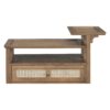 Modern Coffee Table, Coffee Table With 1 Storage Shelf, 2 Tabletops And 1 Rattan Drawer For Living Room - Dark Brown - Image 6