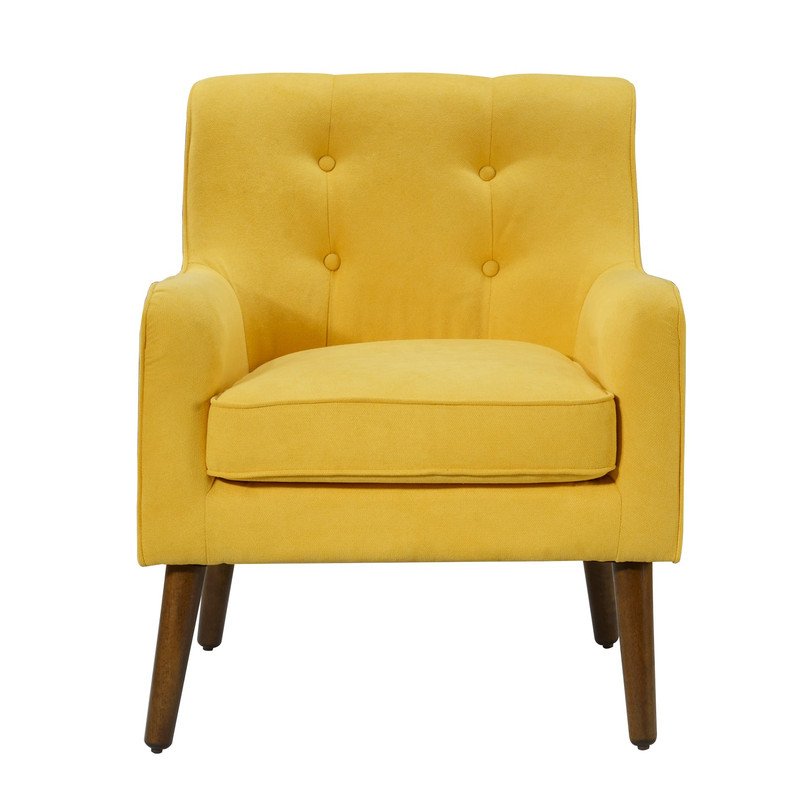 Ryder - Mid Century Modern Woven Fabric Tufted Armchair - Yellow - Image 3