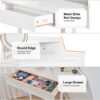 Modern Corner Makeup Vanity Desk With Large Storage, LED Mirror & Stool, Adjustable Brightness, Space Saving - White - Image 8