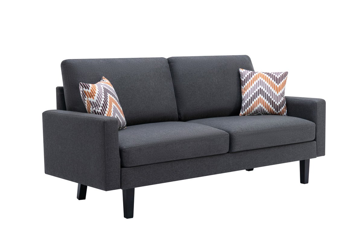 Bahamas - Sofa And Chair Set With 2 Throw Pillows - Dark Gray - Image 4