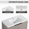 Contemporary Wall Mounted Bathroom Vanity With Resin Sink, Soft Close Doors - Khaki - Image 7