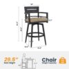 Outdoor Swivel Bar Chairs, 360 Degree Rotation With Ergonomic Backrest (Set of 2) - Ember Black / Linen Sesame - Image 3