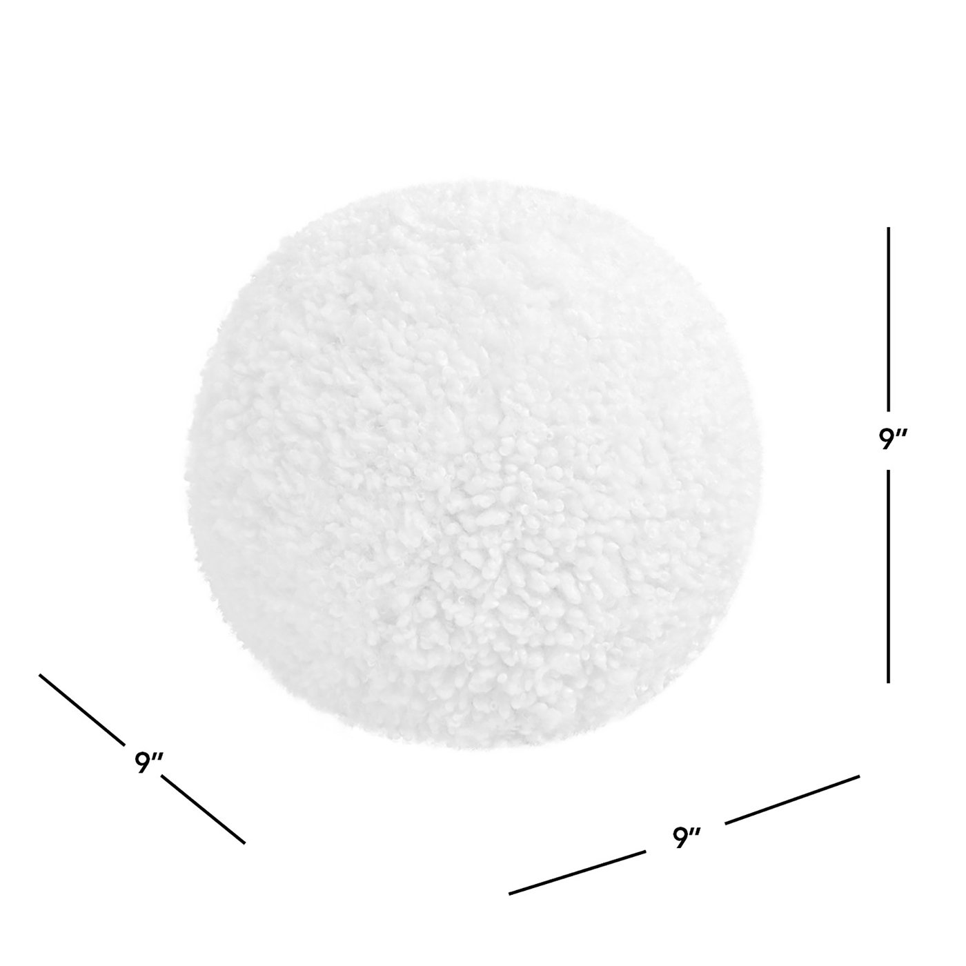 Ayla - Round Sphere Accent Ball Throw Pillow - Curly White - Image 9