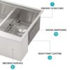 Double Bowl Farmhouse Sink Workstation 33" Stainless Steel 16 Gauge Apron Front - Black / Gray - Image 7