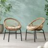 Outdoor Accent Chair With Curved Back And Basket Frame, (Set of 2) - Light Brown / Beige - Image 11
