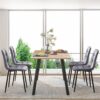 Mid Century Gray Velvet Dining Chairs For Kitchen Living Room Dining Chair (Set of 4) - Gray - Image 4