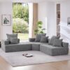 Oversized Modular L Shaped Sectional Sofa, Luxury Boucle Floor Couch Set, Convertible Sleeper Couch, Spacious Foam-Filled Sofa Bed, 3 Piece Free Combination - Gray - Image 7