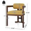 7 Piece Elegant Dining Set With Upholstered Wood Dining Chairs - Yellow / Walnut / Rich Mahogany - Image 3