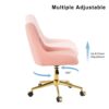 Modern Teddy Fleece Fabric Living Room Furniture Dining Chair With Gold Legs, Soft And Comfortable, Adjustable, Space Saving - Pink - Image 7