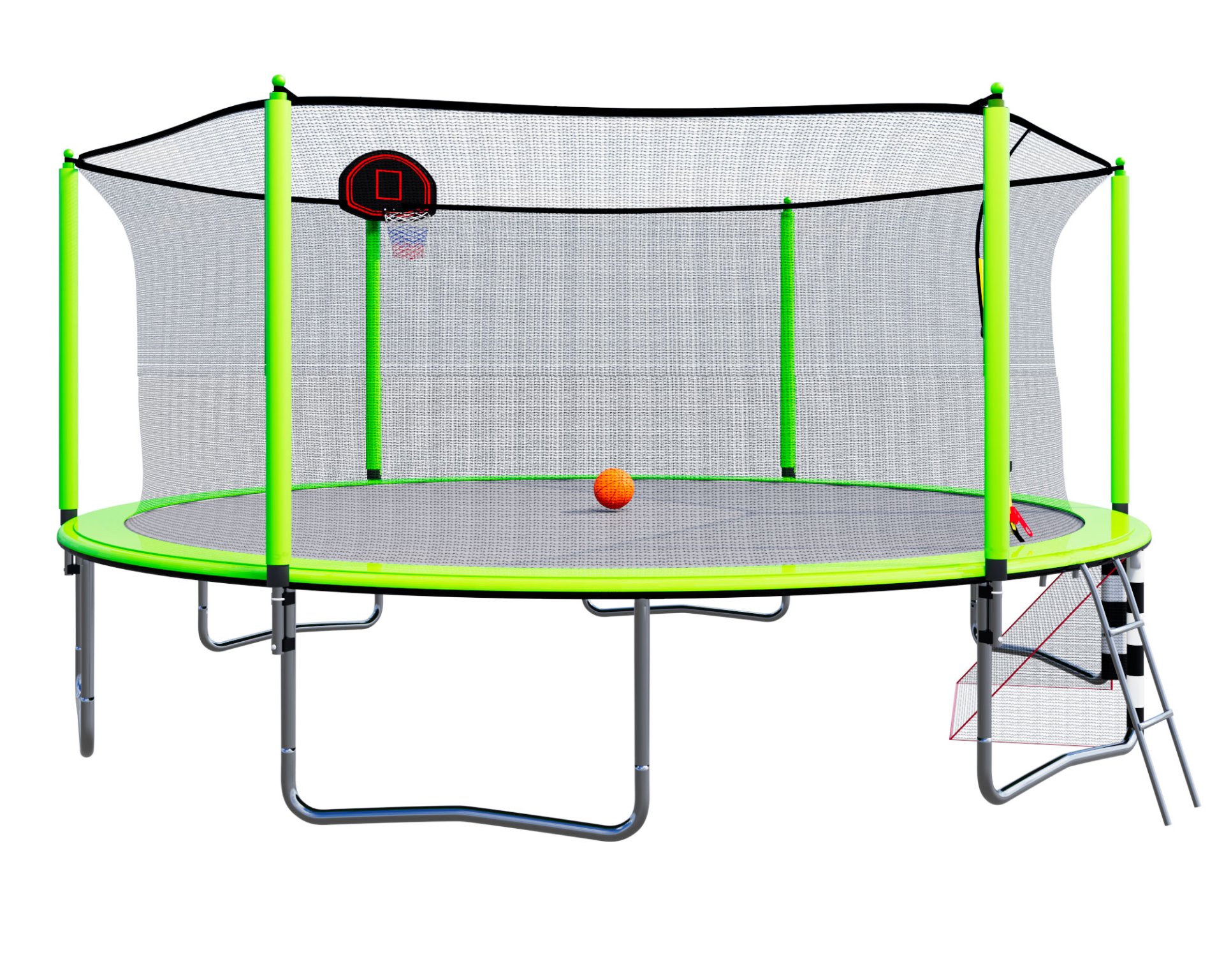 16Ft Trampoline With Basketball Hoop Pump And Ladder (Inner Safety Enclosure) With Soccer Goal - Green - Image 21