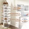 7 Tier Square Rotating Shoe Rack Tower With 360° Spinning Organizer - White - Image 7