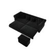 3 In 1 Pull Out Sofa Bed, Convertible Sleeper Sofa Bed, King Size Sofa Bed, Chaise Lounge, Velvet T3 Seater Sofa With Movable Ottoman, Tufted Design - Black - Image 15