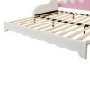 Twin Extending Daybed With LED Lights, Modern Upholstered Princess Daybed With Crown Headboard - White - Image 12