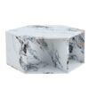 Hexagonal Coffee Table With Pattern Stickers And Multi Hole Design For Extra Storage - White - Image 11