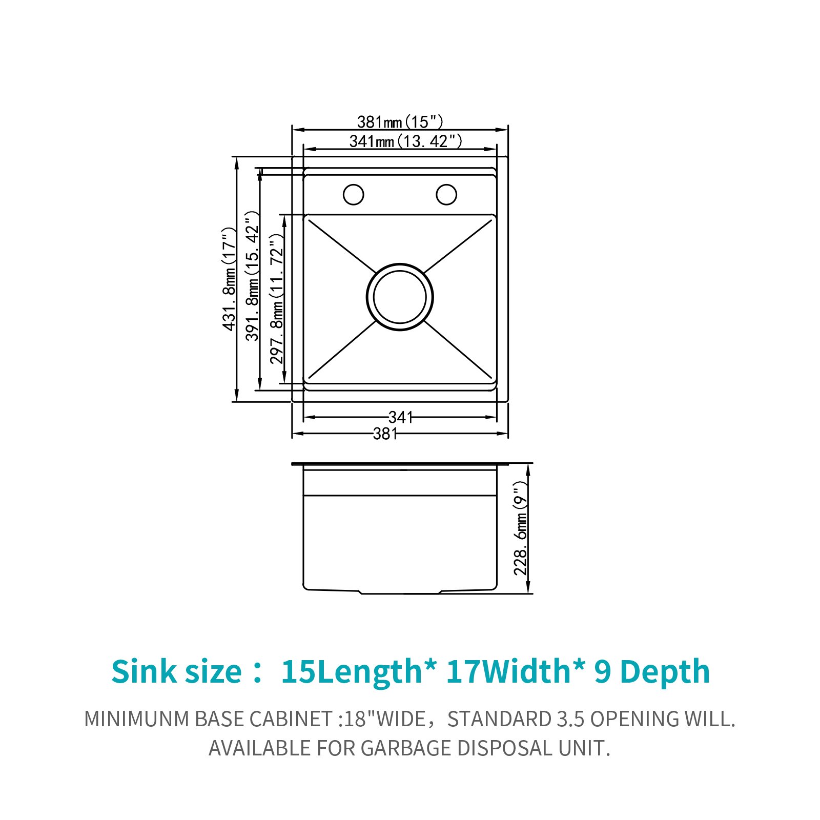 15" Undermount Bar Sink With Folding Faucet, 16 Gauge Stainless Steel, Single Bowl - Gunmetal Black - Image 3