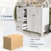 36" Bathroom Vanity With Sink, Soft Close Doors, Adjustable Shelves - White - Image 9