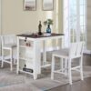 Graham - 3 Piece Small Space Counter Height Dining Table With Shelves And 2 Chairs (Set of 3) - White Finish - Image 11