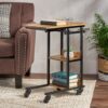 Modern Industrial Bed Laptop Table With C - Shape Design And Adjustable Height - Natural - Image 4