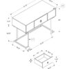 Computer Desk For Home Office, Laptop, Storage Drawers, Glossy Contemporary & Modern - White - Image 5