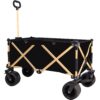Aluminum Alloy Folding Wagon, Heavy Duty Utility Beach Wagon Cart For Sand With Big Wheels, Adjustable Handle & Drink Holders For Shopping, Camping, Garden And Outdoor - Black - Image 5