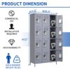 12 Door Lockers With Lock For Secure Storage Construction - Gray - Image 3
