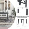 6 Piece Family Dining Room Set Solid Wood Space Saving Foldable Table And 4 Chairs With Bench - Gray - Image 7