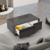 Modern Smart Coffee Table With Built-In Fridge - Bluetooth Speaker, Wireless Charging, Touch Control Panel, USB Interface, Outlet Protection, Atmosphere Light - Black - Image 5