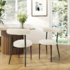Dining Chair (Set of 2), Modern Dining Room Chairs, Black Metal Frame - White - Image 4