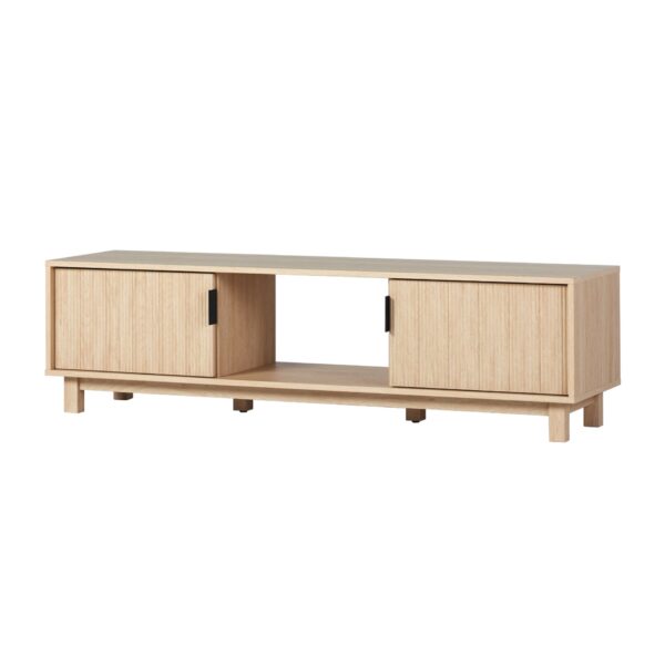 Modern Fluted Door Minimalist TV Stand For TVs Up To 65" - Coastal Oak