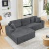 Minimalist L Shape Modular Sectional Sofa Bed - Gray - Image 4